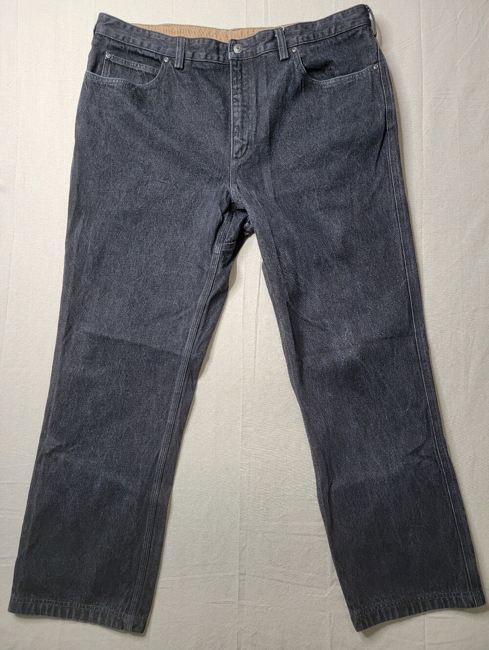 Duluth Trading Co Ballroom Jeans Mens 42x32 Dark Wash Black Crotch Gusset Work